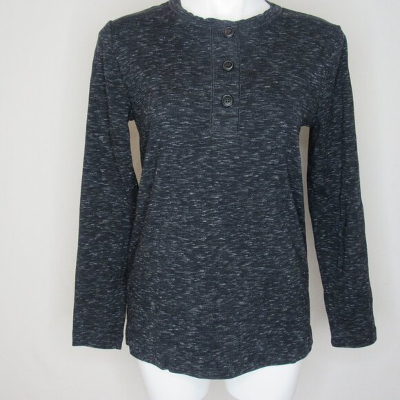 Duluth Black Flecked BLUE RIDGE Long Sleeve Henley Tee Women's M Medium - Picture 1 of 8